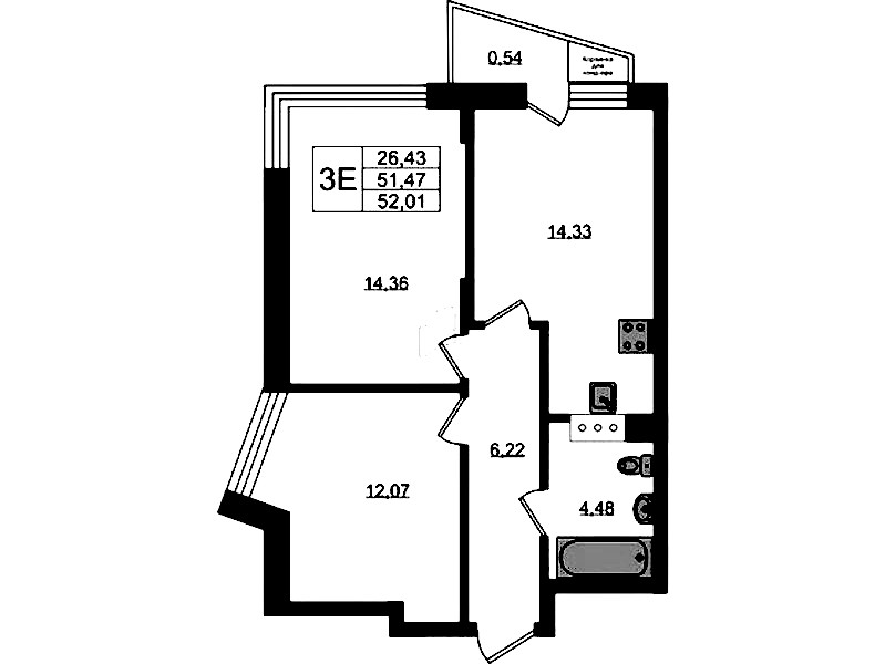 2-комнатная квартира 52 м², 5/11 эт., ЖК «VEREN NORT Сертолово»